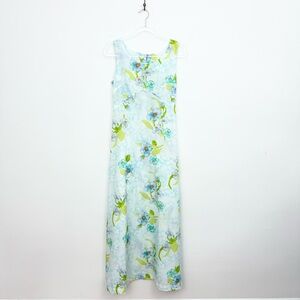 Vintage 60s Pomare Hawaii Blue Floral Maxi Dress Small Tropical Hawaiian Resort
